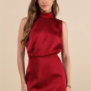 lululemon athletica Sleeveless Satin Mini Dress in Deep Red